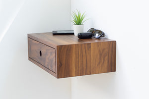 Black Walnut Floating Nightstand with Drawer