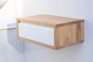 Floating Nightstand - Oak / White Front